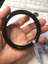 Load image into Gallery viewer, 59.3mm 100% Natural dark green/black meteorite Stellar Night sky slim round cut nephrite bangle HT115-8798
