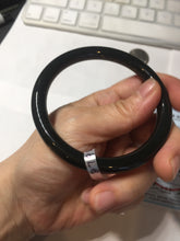 Load image into Gallery viewer, 59.3mm 100% Natural dark green/black meteorite Stellar Night sky slim round cut nephrite bangle HT115-8798
