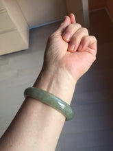 Load image into Gallery viewer, 52mm certified type A 100% Natural oily dark green/gray/black(油青) oval Jadeite jade bangle PF35-5468
