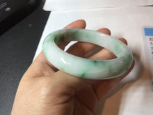Load image into Gallery viewer, 55.8mm certified type A 100% Natural sunny green white flying flowers jadeite jade bangle AX129-5234
