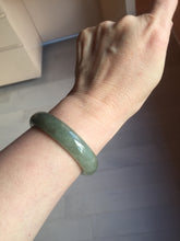 Load image into Gallery viewer, 52mm certified type A 100% Natural oily dark green/gray/black(油青) oval Jadeite jade bangle PF35-5468
