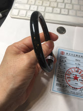Load image into Gallery viewer, 59.3mm 100% Natural dark green/black meteorite Stellar Night sky slim round cut nephrite bangle HT115-8798
