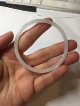 Load image into Gallery viewer, 56mm Certified Type A 100% Natural icy watery white/light purple/green flat slim Jadeite Jade bangle BG217-8571
