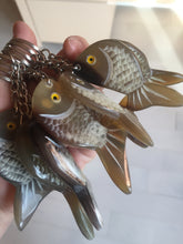 Load image into Gallery viewer, 52x23mm 100% Natural black brown yellow Buffalo Horn 3d carved fish Keychain, pendant, bag hanging group NJ3
