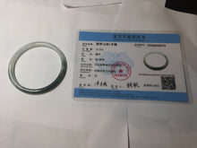 Load image into Gallery viewer, Sold !55.3mm Certified type A 100% Natural icy watery dark green white half mountain half water two-tone(半山半水) slim round cut Jadeite bangle BG218-8579
