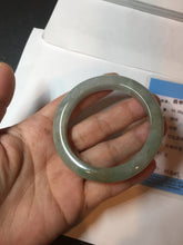 Load image into Gallery viewer, 52mm 100% natural certified light green/gray jadeite jade bangle AX130-0235
