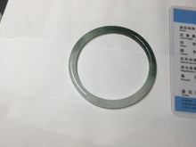 Load image into Gallery viewer, Sold !55.3mm Certified type A 100% Natural icy watery dark green white half mountain half water two-tone(半山半水) slim round cut Jadeite bangle BG218-8579
