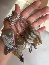 Load image into Gallery viewer, 52x23mm 100% Natural black brown yellow Buffalo Horn 3d carved fish Keychain, pendant, bag hanging group NJ3

