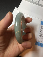 Load image into Gallery viewer, 52mm 100% natural certified light green/gray jadeite jade bangle AX130-0235
