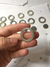 Load image into Gallery viewer, Size 6 -9 1/2 100% natural type A icy watery light yellow gray black white (灰冰) jadeite jade band ring PC228
