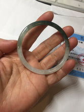 Load image into Gallery viewer, Sold !55.3mm Certified type A 100% Natural icy watery dark green white half mountain half water two-tone(半山半水) slim round cut Jadeite bangle BG218-8579
