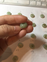 Load image into Gallery viewer, 12-13.2mm Type A 100% Natural light green yellow brown gray Jadeite Safety Guardian Button donuts pendant PF39 Add on item
