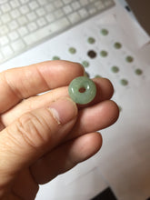 Load image into Gallery viewer, 12-13.2mm Type A 100% Natural light green yellow brown gray Jadeite Safety Guardian Button donuts pendant PF39 Add on item
