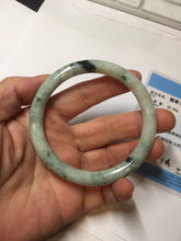 Load image into Gallery viewer, 57mm certified 100% natural Type A light green with dark green floating flowers round cut jadeite jade bangle AA7-3882
