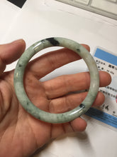 Load image into Gallery viewer, 57mm certified 100% natural Type A light green with dark green floating flowers round cut jadeite jade bangle AA7-3882
