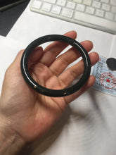 Load image into Gallery viewer, 60.5mm 100% Natural dark green/black meteorite Stellar Night sky slim round cut nephrite bangle HT117-0757
