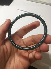 Load image into Gallery viewer, 56.2mm Certified Type A 100% Natural icy watery dark green/blue/gray Guatemala slim round cut Jadeite bangle PD54-5521
