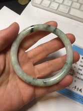 Load image into Gallery viewer, 57mm certified 100% natural Type A light green with dark green floating flowers round cut jadeite jade bangle AA7-3882
