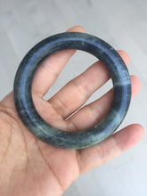 Load image into Gallery viewer, 53.4mm Certified 100% Natural black/gray sesame paste 芝麻糊 青花round cut nephrite Jade bangle HE102-5546
