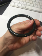 Load image into Gallery viewer, 60.5mm 100% Natural dark green/black meteorite Stellar Night sky slim round cut nephrite bangle HT117-0757
