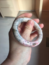 Load image into Gallery viewer, 51.8mm 100% natural pink/black/brown/yellow/black chubby round cut rose stone (Rhodonite) bangle SY134
