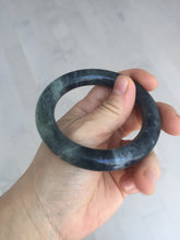 Load image into Gallery viewer, 53.4mm Certified 100% Natural black/gray sesame paste 芝麻糊 青花round cut nephrite Jade bangle HE102-5546
