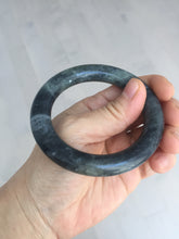 Load image into Gallery viewer, 53.4mm Certified 100% Natural black/gray sesame paste 芝麻糊 青花round cut nephrite Jade bangle HE102-5546
