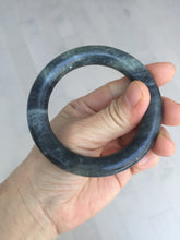 Load image into Gallery viewer, 53.4mm Certified 100% Natural black/gray sesame paste 芝麻糊 青花round cut nephrite Jade bangle HE102-5546
