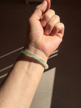 Load image into Gallery viewer, Sold !55.3mm Certified type A 100% Natural icy watery dark green white half mountain half water two-tone(半山半水) slim round cut Jadeite bangle BG218-8579
