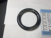 Load image into Gallery viewer, 53.4mm Certified 100% Natural black/gray sesame paste 芝麻糊 青花round cut nephrite Jade bangle HE102-5546
