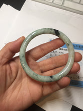 Load image into Gallery viewer, 57mm certified 100% natural Type A light green with dark green floating flowers round cut jadeite jade bangle AA7-3882
