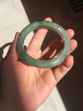 Load image into Gallery viewer, 57.2mm certified Type A 100% Natural icy watery dark green gray Jadeite Jade bangle PC15-0368
