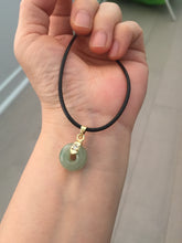 Load image into Gallery viewer, 12-13.2mm Type A 100% Natural light green yellow brown gray Jadeite Safety Guardian Button donuts pendant PF39 Add on item
