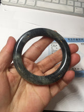 Load image into Gallery viewer, 53.4mm Certified 100% Natural black/gray sesame paste 芝麻糊 青花round cut nephrite Jade bangle HE102-5546
