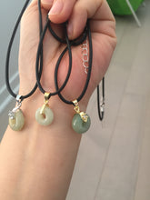Load image into Gallery viewer, 12-13.2mm Type A 100% Natural light green yellow brown gray Jadeite Safety Guardian Button donuts pendant PF39 Add on item
