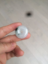 Load image into Gallery viewer, 26.2/5.5mm 100% Natural icy watery green/white with green floating flowers jadeite Jade Safety Guardian Button(donut) Pendant/worry stone BF47
