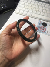 Load image into Gallery viewer, 60.5mm 100% Natural dark green/black meteorite Stellar Night sky slim round cut nephrite bangle HT117-0757
