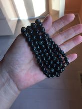 Load image into Gallery viewer, AllaboutjadeCanada.com only. 6.5-7.5mm 100% natural black/blue/green/brown(Wuji, Mocui) jadeite jade beads bracelet AK8 (Add on item, not sale individually. ) .
