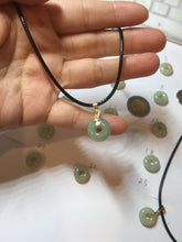 Load image into Gallery viewer, 12-13.2mm Type A 100% Natural light green yellow brown gray Jadeite Safety Guardian Button donuts pendant PF39 Add on item
