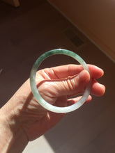 Load image into Gallery viewer, Sold !55.3mm Certified type A 100% Natural icy watery dark green white half mountain half water two-tone(半山半水) slim round cut Jadeite bangle BG218-8579
