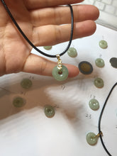 Load image into Gallery viewer, 12-13.2mm Type A 100% Natural light green yellow brown gray Jadeite Safety Guardian Button donuts pendant PF39 Add on item
