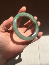 Load image into Gallery viewer, 57.2mm certified Type A 100% Natural icy watery dark green gray Jadeite Jade bangle PC15-0368
