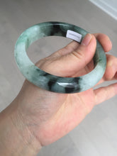 Load image into Gallery viewer, 60.3mm certified type A 100% Natural green/black Jadeite Jade bangle BM42-8565
