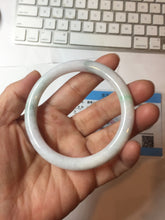 Load image into Gallery viewer, 56mm certified Type A 100% Natural white sunny green purple slim round cut Jadeite Jade bangle PB263-3202
