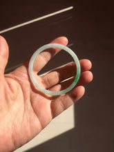 Load image into Gallery viewer, 50.5mm certified 100% natural Type A sunny green/white thin flat jadeite jade bangle BG219-8578
