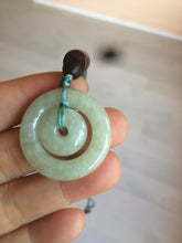 Load image into Gallery viewer, 27.9mm Type A 100% Natural light green Jadeite Jade concentric circle safety Guardian ring Pendant (子母扣,同心环) S71
