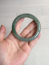 Load image into Gallery viewer, 57.2mm certified Type A 100% Natural icy watery dark green gray Jadeite Jade bangle PC15-0368
