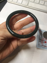 Load image into Gallery viewer, 60.8mm 100% Natural dark green/black meteorite Stellar Night sky slim round cut nephrite bangle HT118-0759
