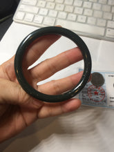 Load image into Gallery viewer, 60.8mm 100% Natural dark green/black meteorite Stellar Night sky slim round cut nephrite bangle HT118-0759
