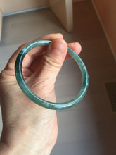 Load image into Gallery viewer, 56mm Certified Type A 100% Natural dark green/blue/gray/yellow with Guatemala slim round cut Jadeite bangle PE37-5876

